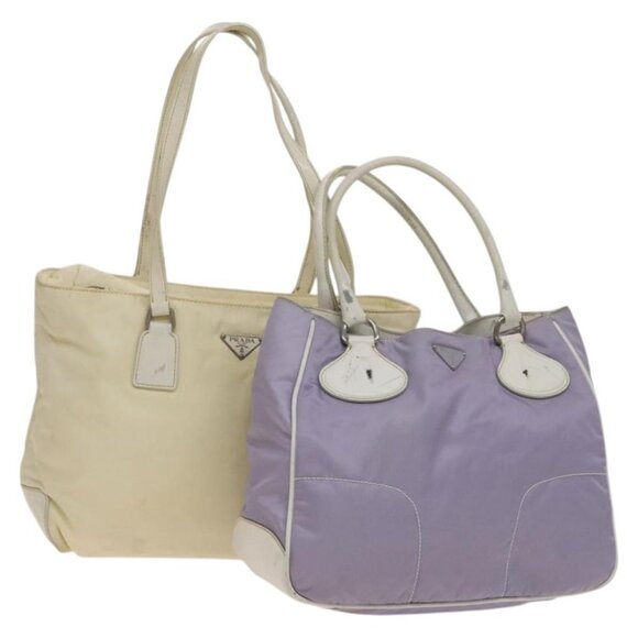 PRADA Tote Bag Nylon 2Set White Purple Auth 133513 - Picture 1 of 16